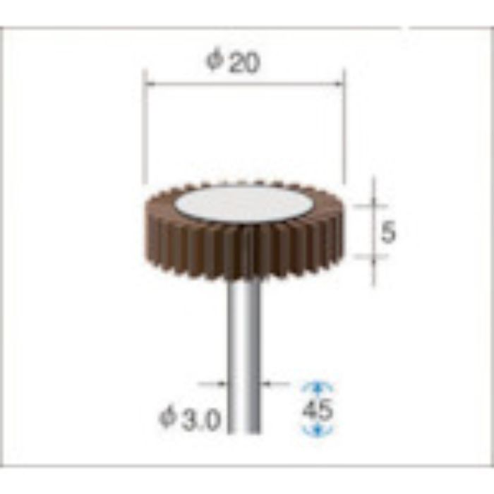 ナカニシ フラップサンダー(1Pk(袋)=5本入)粒度#320外径φ20幅5mm(Tcode:4768370)