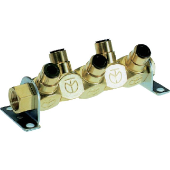 チヨダ エア分岐管 フリージョイント4 5WAY 適用チューブ8mm ネジサイズRc3/8 二面幅21mm(Tcode:8083643)