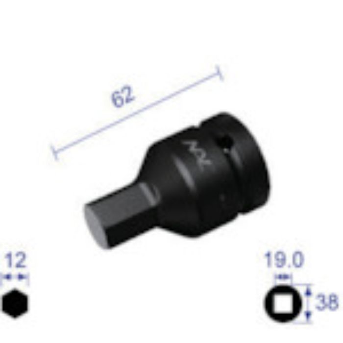 ナック ヘキサゴンレンチソケット 差込角19.0x対辺12mm(Tcode:2962870)