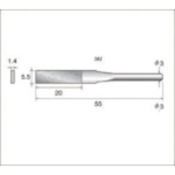 ナカニシ 電着ダイヤモンドヤスリ(軸径3mm)全長55mm刃長20mm刃幅5.5mm(Tcode:4772822)