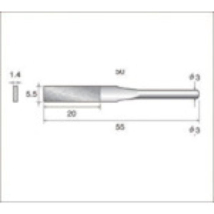 ナカニシ 電着ダイヤモンドヤスリ(軸径3mm)全長55mm刃長20mm刃幅5.5mm(Tcode:4772849)