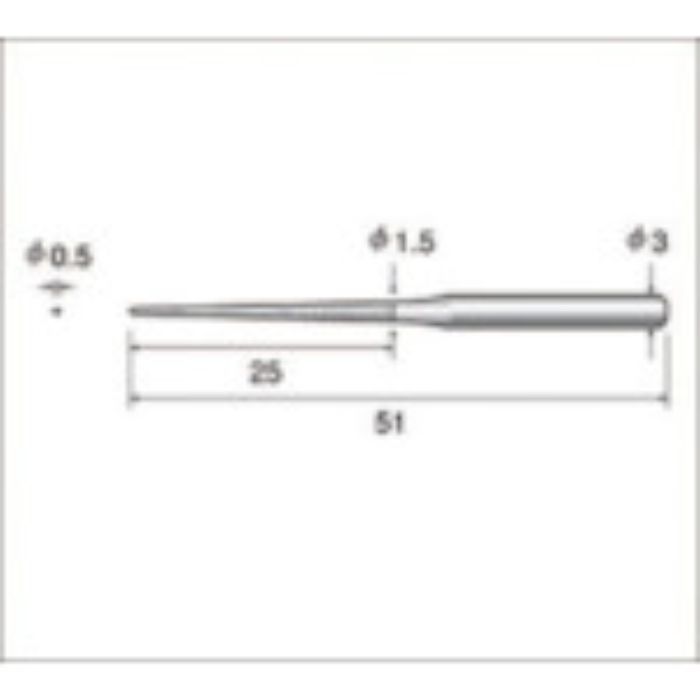 ナカニシ 電着ダイヤモンドヤスリ(軸径3mm)全長51mm刃長25mm刃幅0.5mm(Tcode:4772938)