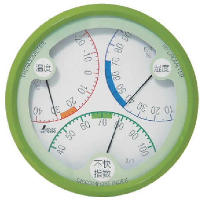 シンワ 温湿度計 不快指数R-2 丸型15cm グリーン(Tcode:8163992)