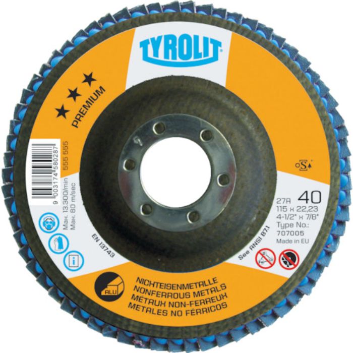 TYROLIT フラップディスク アルミ向け 125mm #40(Tcode:7666101)