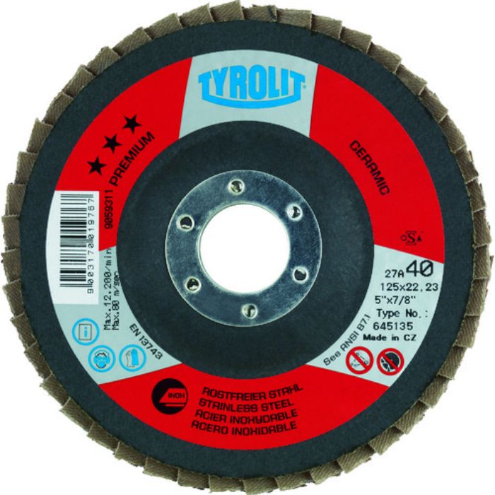 TYROLIT セラミックフラップディスク セラボンド 125mm #40