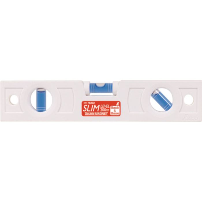 シンワ スリムレベル 200mm白 背面マグネット付(Tcode:8184216)