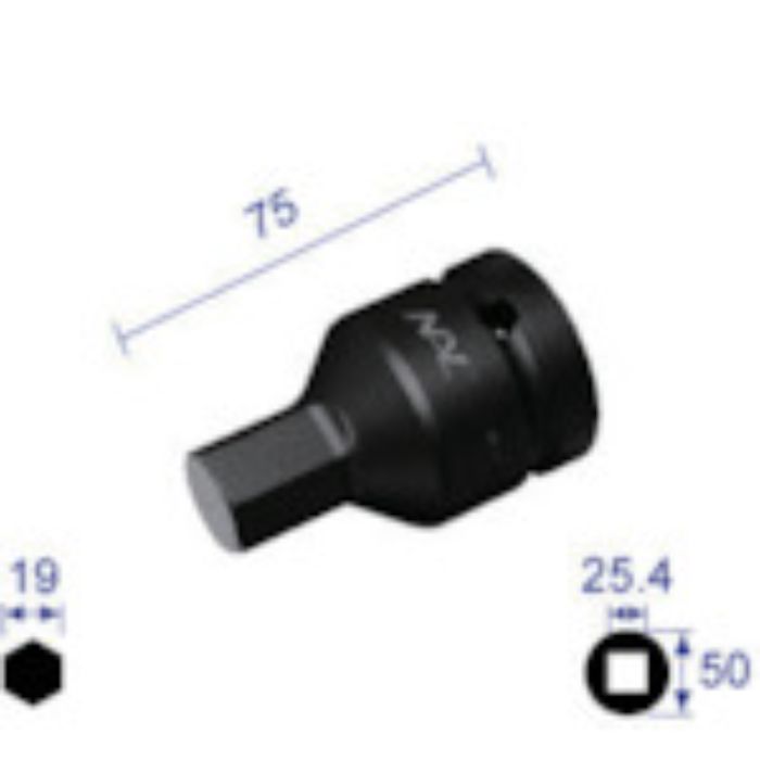 ナック ヘキサゴンレンチソケット 差込角25.4x対辺19mm(Tcode:2962942)