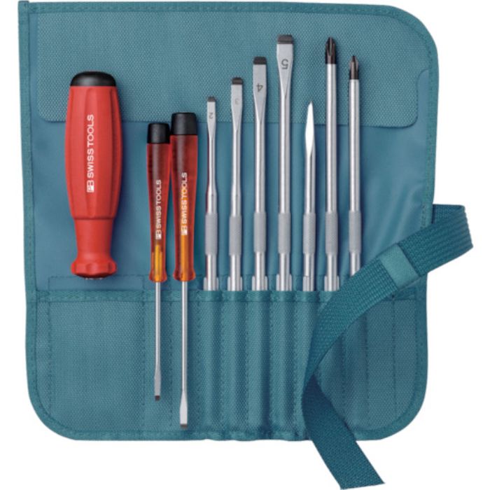 PBスイスツールズ 差替式ドライバーセット 9本組 ペトロール(Tcode:8572131)