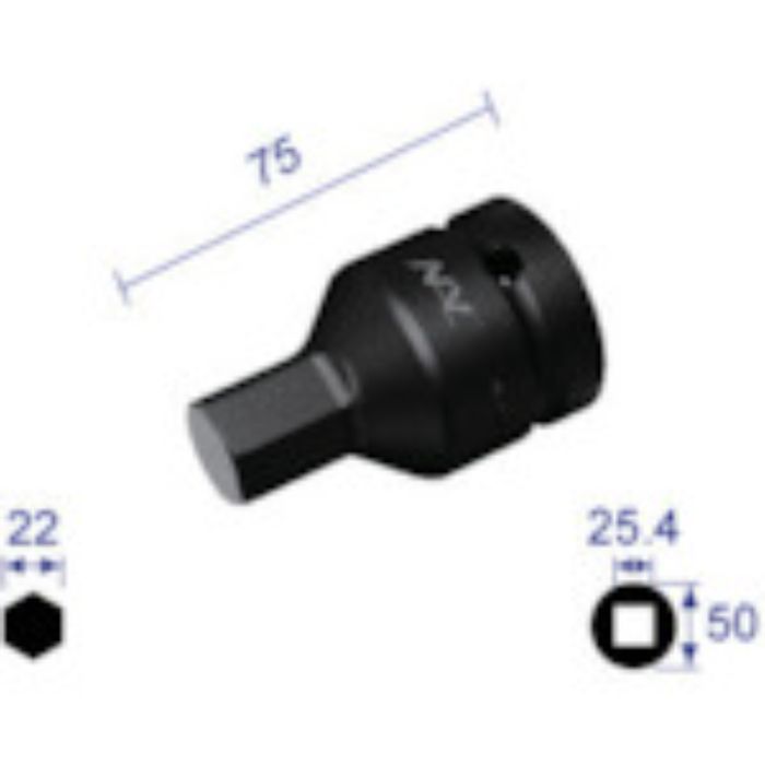 ナック ヘキサゴンレンチソケット 差込角25.4x対辺22mm(Tcode:2962951)