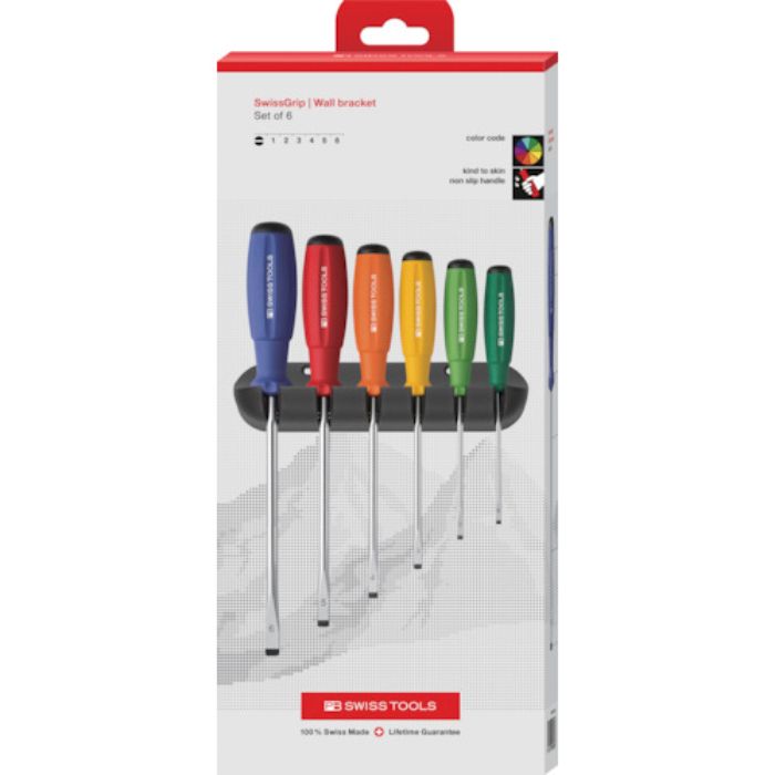 PBスイスツールズ レインボースイスグリップドライバー6本組 ホルダー付(BOX入り)(Tcode:5544172)