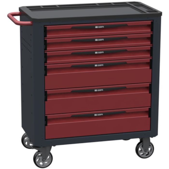 SORI キャビネットワゴン 8000 6段 赤 800X450X950(Tcode:8550175)