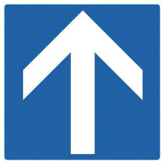 ユニット 矢印ステッカー 青地白矢印 5枚組 100×100(Tcode:7445725)