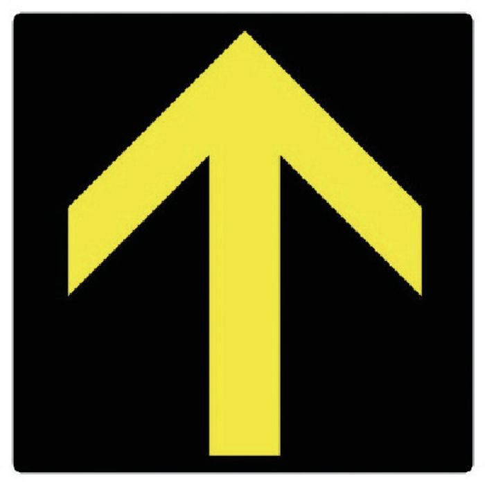 ユニット 矢印ステッカー 黒地黄矢印 5枚組 100×100(Tcode:7445741)