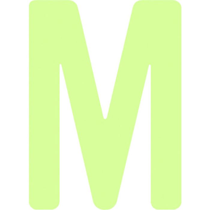 IM 非常用標識 中輝度蓄光カッテイング文字 英字 M 粘着シール 50×36mm(Tcode:1030008)