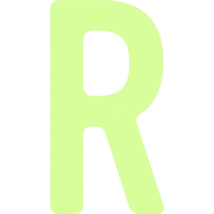 IM 非常用標識 中輝度蓄光カッテイング文字 英字 R 粘着シール 50×26mm(Tcode:1030013)