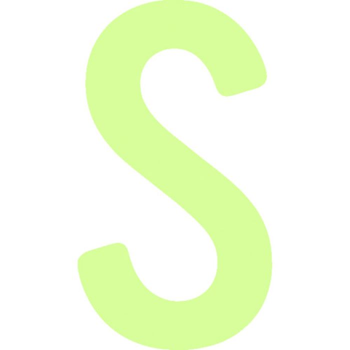 IM 非常用標識 中輝度蓄光カッテイング文字 英字 S 粘着シール 50×28mm(Tcode:1030014)