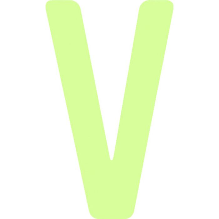 IM 非常用標識 中輝度蓄光カッテイング文字 英字 V 粘着シール 50×29mm(Tcode:1030017)