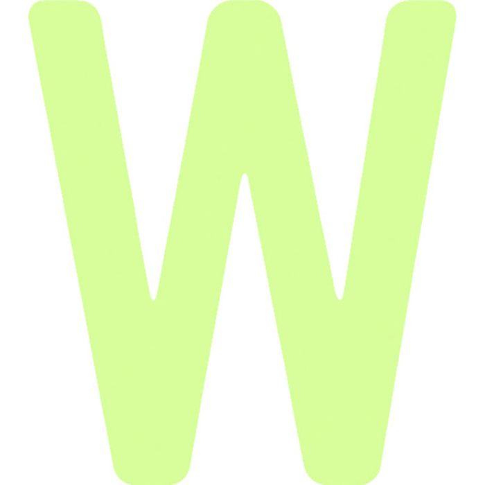 IM 非常用標識 中輝度蓄光カッテイング文字 英字 W 粘着シール 50×44mm(Tcode:1030018)