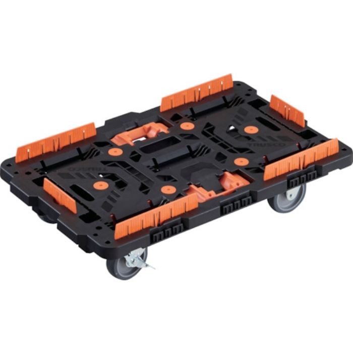 TRUSCO 連結式樹脂製平台車 ビートル 700X450 自在3輪 内2輪ストッパー付 コボレ止めセット とめたろう付(Tcode:2360503)