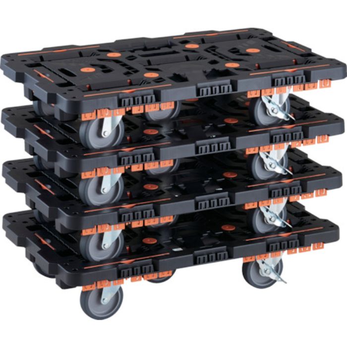 TRUSCO まとめ買い 連結式樹脂製平台車 ビートル 700X450 自在5輪 内2輪ストッパー付 コボレ止めセット付 4台セット(Tcode:2358970)