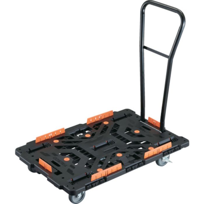 TRUSCO 連結式樹脂製平台車 ビートル 900X600 自在5輪 内2輪ストッパー付 脱着式ハンドル付 コボレ止めセット付(Tcode:2358985)