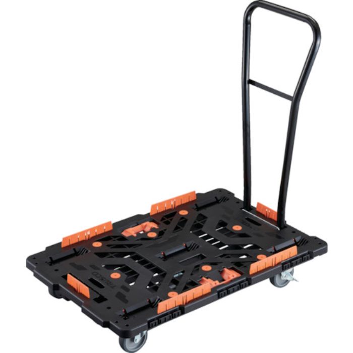 TRUSCO 連結式樹脂製平台車 ビートル 900X600 自在5輪 内2輪ストッパー付 脱着式ハンドル付 コボレ止めセット とめたろう付(Tcode:2360457)
