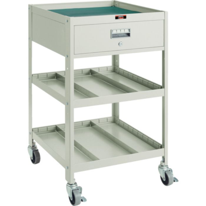 TRUSCO アングル式ツールワゴン BUWF型ワゴン 500X530XH900 3段 1段引出付(Tcode:5016789)