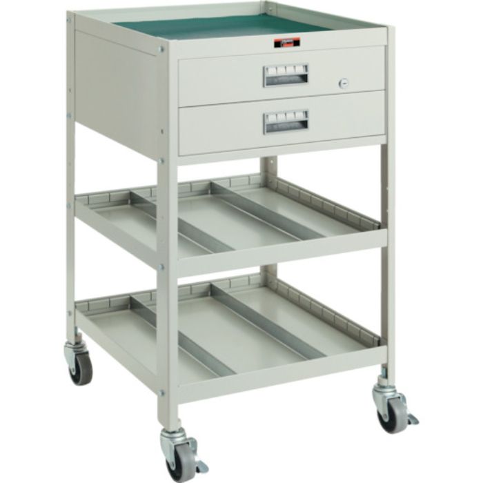 TRUSCO アングル式ツールワゴン BUWF型ワゴン 500X530XH900 3段 2段引出付(Tcode:5017670)