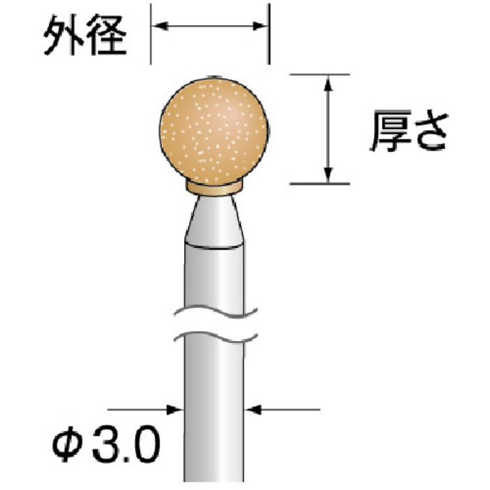 ミニモ 軸付砥石 ロングシャフトオレンジ砥石 砥粒WA 軸径3mm 粒度#100 外径Φ8(Tcode:1676026)
