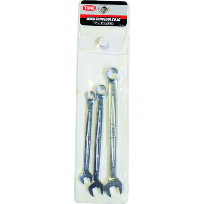 TONE コンビネーションスパナセット 3点セット メッキ処理 ビニール袋付き(Tcode:1830074)
