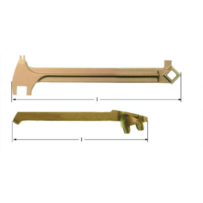 Ampcoスイス 防爆ドラム缶用ツール マルチヘッドバルブレンチ 全長385mm(Tcode:1026448)