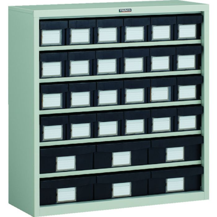 TRUSCO コンテナラックケース バンラックケース M型 導電引出小X24 大X6個(Tcode:2065547)