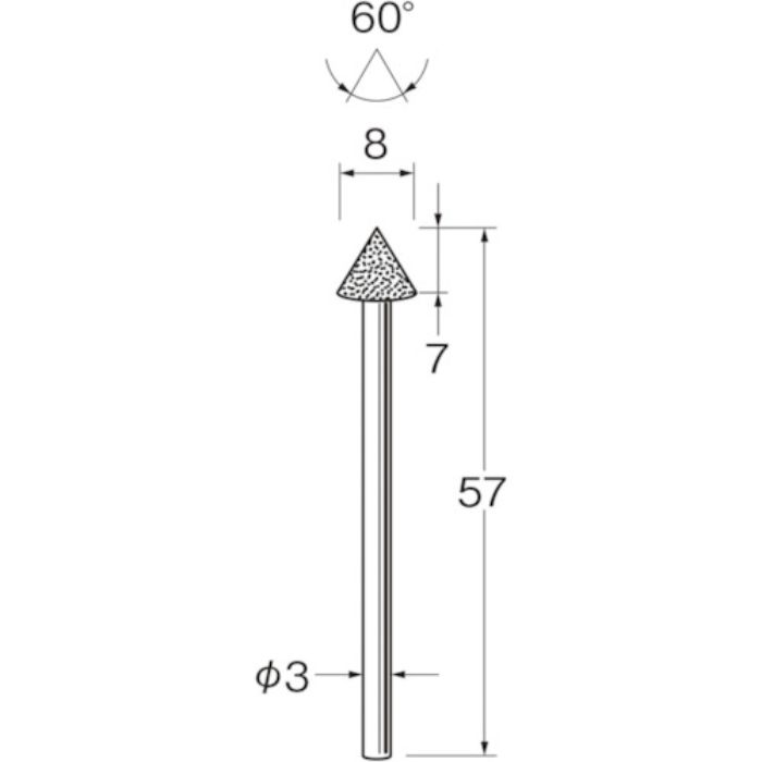 リューター 機械研削用軸付電着ダイヤモンド砥石(インターナル研削用)D5711(Tcode:1282768)