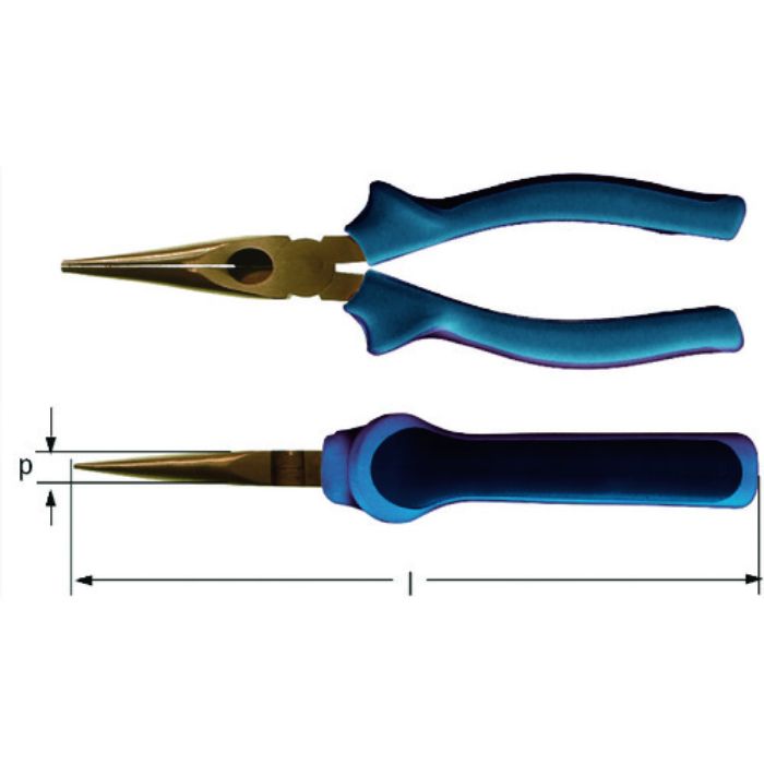 Ampcoスイス 防爆プライヤー ロングノース 切断能力:鉄線1mm、銅線4mm 全長180mm(Tcode:1026458)