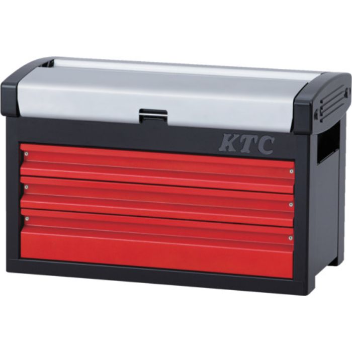 KTC スチール製工具箱 チェスト(3段3引出し) シルバー×レッド×ブラック 間口510×奥行275×高さ325mm(Tcode:4605447)