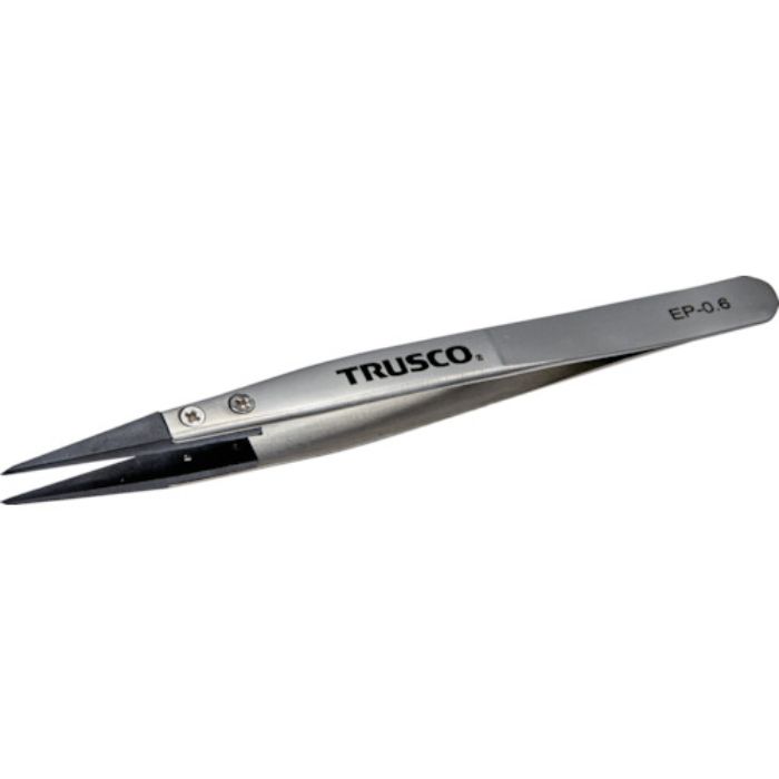 TRUSCO ESDチップピンセット 先細型 先端幅0.6mm(Tcode:3637945)