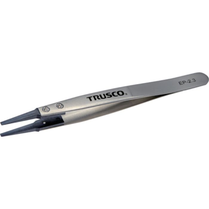TRUSCO ESDチップピンセット 先平型 先端幅2.3mm(Tcode:3637938)