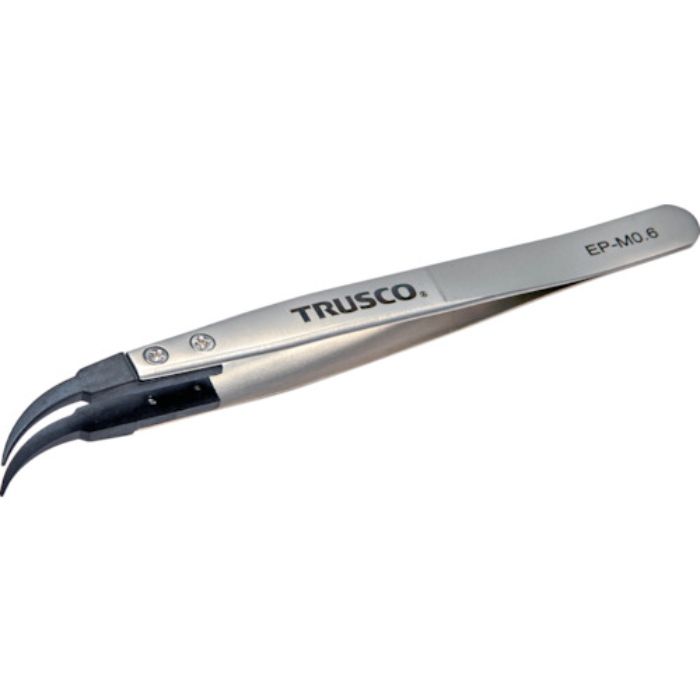 TRUSCO ESDチップピンセット 曲がり型 先端幅0.6mm(Tcode:3637940)