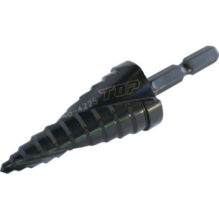TOP 電動ドリル用六角シャンクスパイラルステップドリル 10段 穴あけ寸法Φ4〜22(Tcode:3970825)