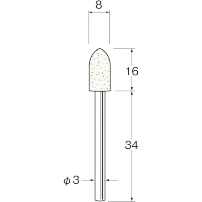 リューター 軸付フェルトバフ砲弾型幅(mm)16 (5個入)(Tcode:1281780)