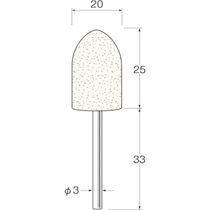 リューター 軸付フェルトバフ砲弾型幅(mm)25 (5個入)(Tcode:1283407)