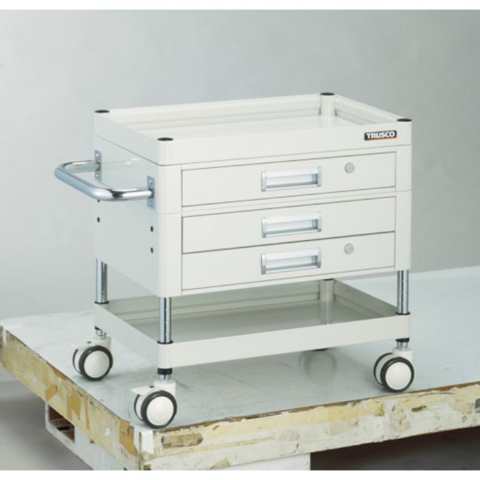 TRUSCO ツールワゴン ファルコンワゴン 引出付 750X500 ウレタン双輪 ホワイト(Tcode:4369289)