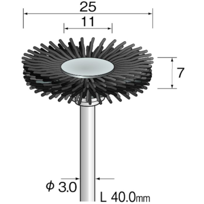ミニモ ダイヤモンド砥粒入りナイロンブラシ ホイール#400 Φ25(Tcode:8526035)