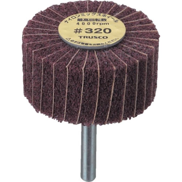TRUSCO ナイロンミックスホイール 外径60X厚25X軸6 320♯ 5個入(Tcode:1730185)
