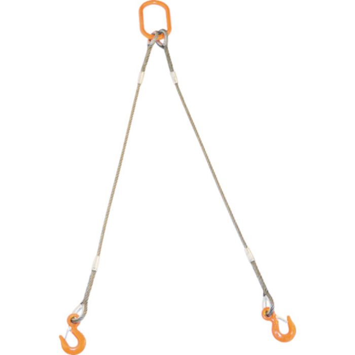 TRUSCO 2本吊り玉掛けワイヤロープスリング Wスリング フック付き 12mmX2m(Tcode:8191721)