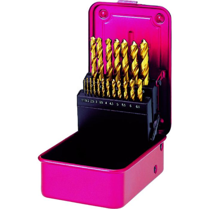 三菱K GSDSET TiNコーティング 一般鋼用 ハイスドリルセット(スチールケース 19本入)(Tcode:1081471)