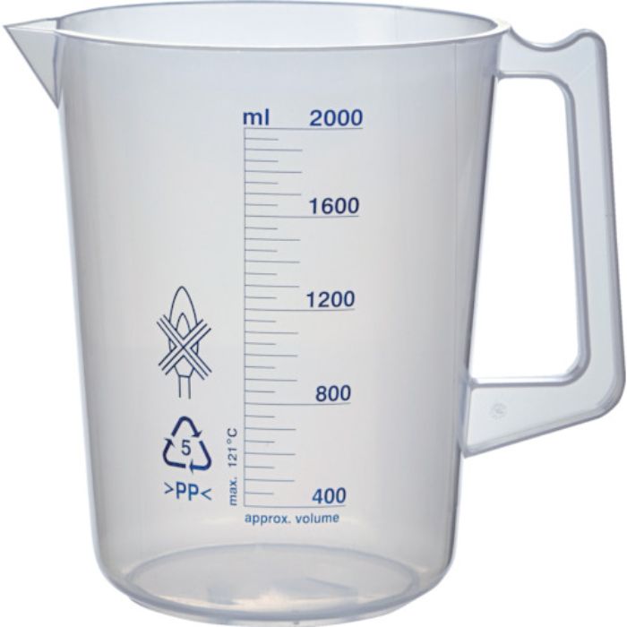 TRUSCO ポリプロピレン青目盛ビーカー 2000ml(取手付)(Tcode:3553445)