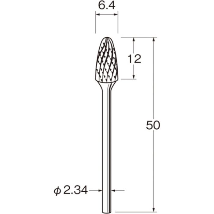 リューター 精密加工用超硬カッタークロスカット刃径(mm):6.4(Tcode:1282991)
