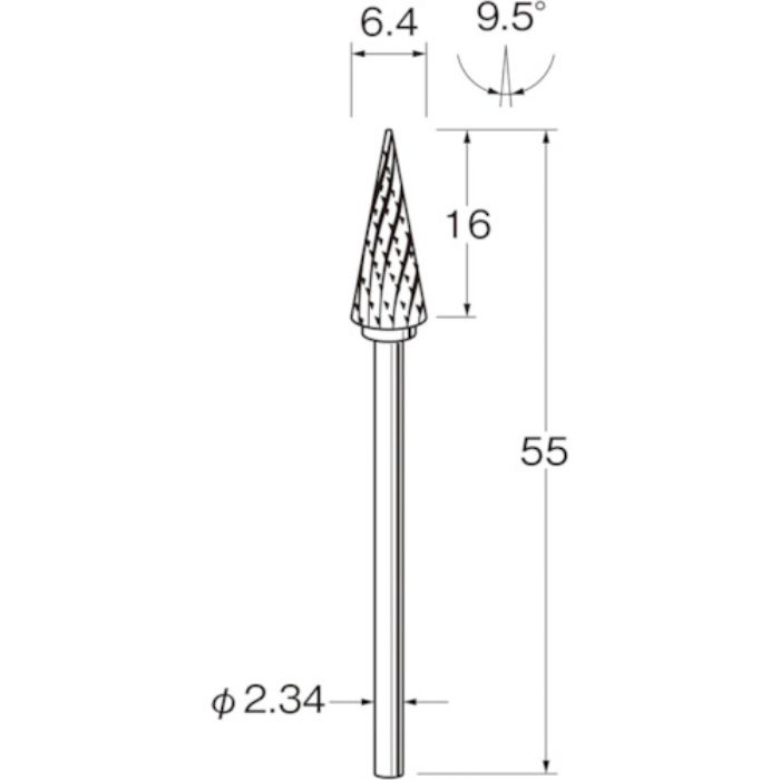 リューター 精密加工用超硬カッタークロスカット刃径(mm):6.4(Tcode:1281783)