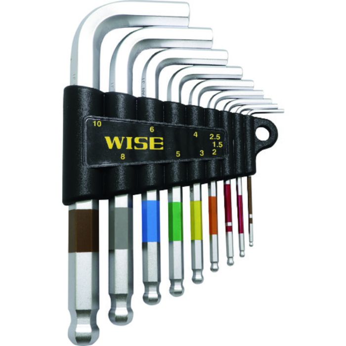 ワイズ ボールポイント六角棒レンチ 9本セット (ショート・快適タイプ)(Tcode:2261639)